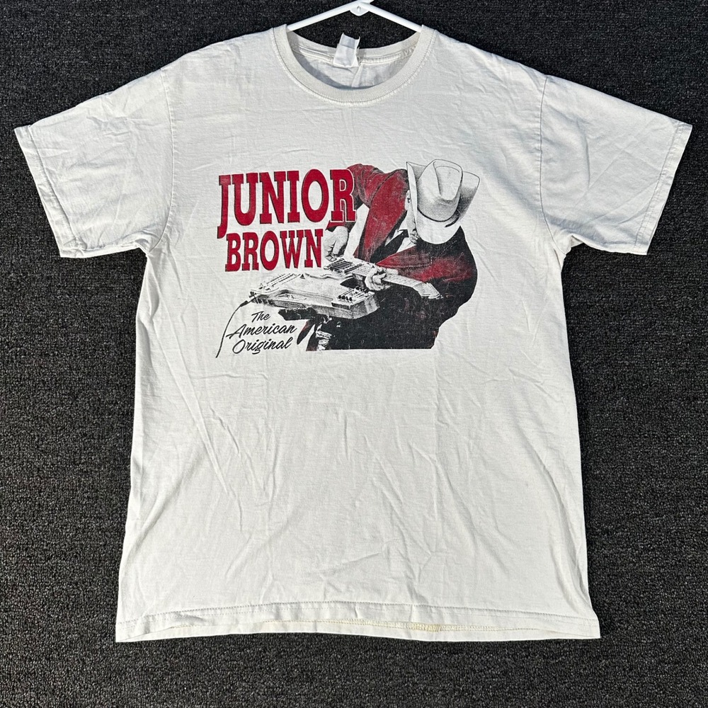 Junior Brown T-Shirt Mens M White Fruit of the Loom Good American Original Tee